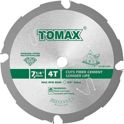 TOMAX PCDM61204 6-1/2 بوصة 4 أسنان من الماس متعدد البلورات (PCD) شفرة منشار أسمنت من الألياف الصلبة مع أربور DMK مقاس 5/8 بوصة in Kuwait