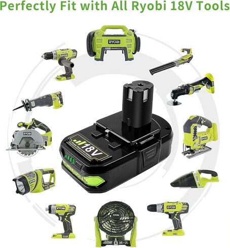 مجموعة بطاريات وشاحن مطورة 3.5 أمبير 18 فولت لبطارية Ryobi 18 فولت وشاحن P117، Cell9102 متوافق مع Ryobi 18V ONE + P108 P107 P104 P105 P102 P103 شاحن أدوات مع 260051002 P117 P118 in Kuwait