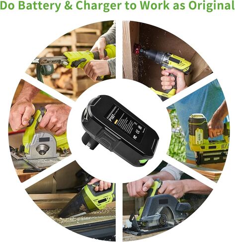 مجموعة بطاريات وشاحن مطورة 3.5 أمبير 18 فولت لبطارية Ryobi 18 فولت وشاحن P117، Cell9102 متوافق مع Ryobi 18V ONE + P108 P107 P104 P105 P102 P103 شاحن أدوات مع 260051002 P117 P118 in Kuwait