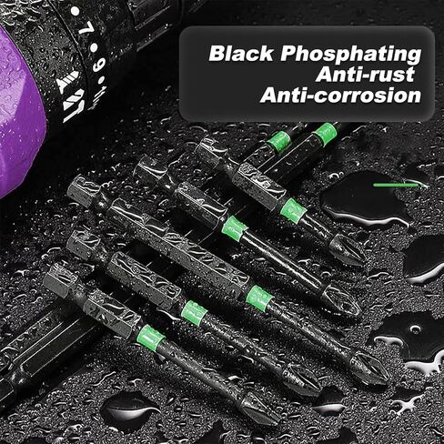 14PC Magnetic Screwdriver Bit Set, Impact Phillips Drill Bit with Magnetic Bit Holder, S2 Alloy Steel Anti-Slip Long Drill Bits 1/4 Hex Shank Cross Impact Driver Bit for Power Drilling (25-150mm) in Kuwait