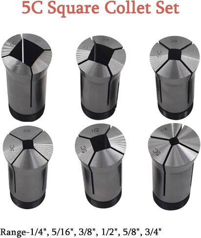 kimllier 6Pcs Carbon Steel 5C Square Collet Set 1/4-3/4 Inch Fit for Machining Turning in Saudi Arabia