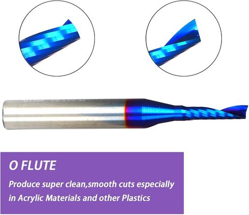 Ruhi UO110 O Flute Spiral Router Bit 1/8 Inch Cutting Diameter 1/4 Inch Shank with Coating Acrylic Metal CNC Milling Cutter in Kuwait