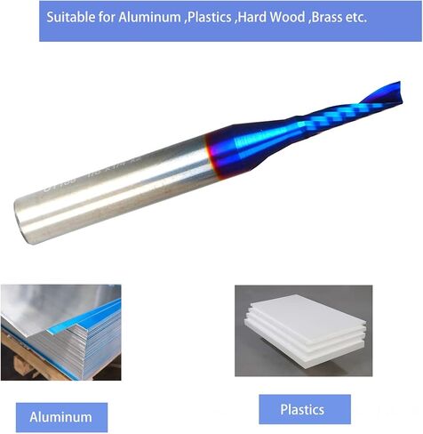 Ruhi UO110 O Flute Spiral Router Bit 1/8 Inch Cutting Diameter 1/4 Inch Shank with Coating Acrylic Metal CNC Milling Cutter in Kuwait