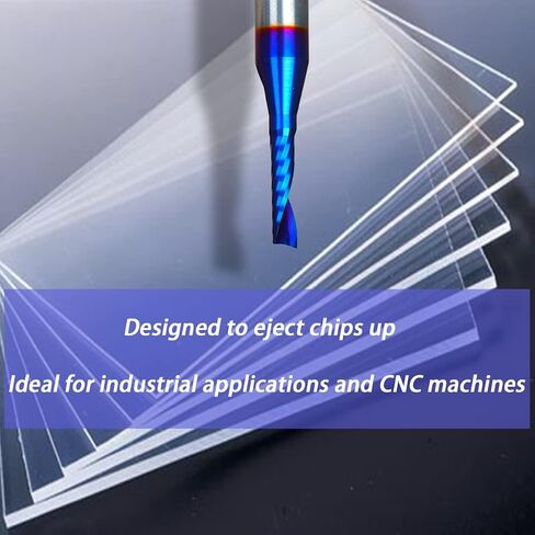 Ruhi UO110 O Flute Spiral Router Bit 1/8 Inch Cutting Diameter 1/4 Inch Shank with Coating Acrylic Metal CNC Milling Cutter in Kuwait