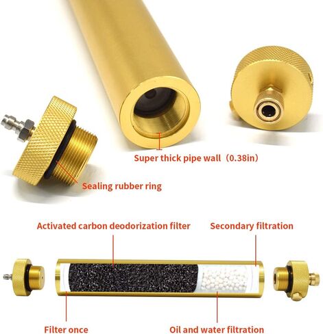 30Mpa النفط المياه فاصل PCP مضخة ضاغط الهواء 4500Psi ارتفاع ضغط فلتر الهواء الغوص فاصل L300mm OD50mm مع 8mm أنثى وذكر موصل سريع (الأزرق) in Kuwait