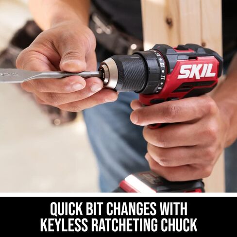 SKIL PWR CORE 20 Brushless 20V Drill Driver & Impact Driver Kit, Includes 2.0Ah Lithium Battery and PWR JUMP Charger - CB743701, Red in Saudi Arabia
