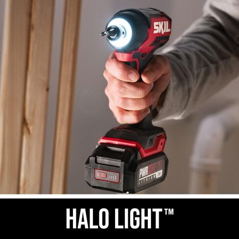 SKIL PWR CORE 20 Brushless 20V Drill Driver & Impact Driver Kit, Includes 2.0Ah Lithium Battery and PWR JUMP Charger - CB743701, Red in Saudi Arabia