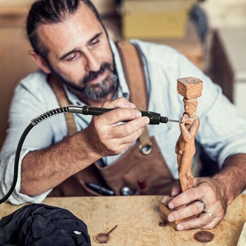 TECCPO Rotary Tool Kit 1.8 amp, 10000-40000RPM Power Wood Carving Tools with Universal Keyless Chuck and Flex Shaft, 6 Variable Speed- 6 Attachments & 196 Accessories Perfect for Crafting and DIY in Kuwait