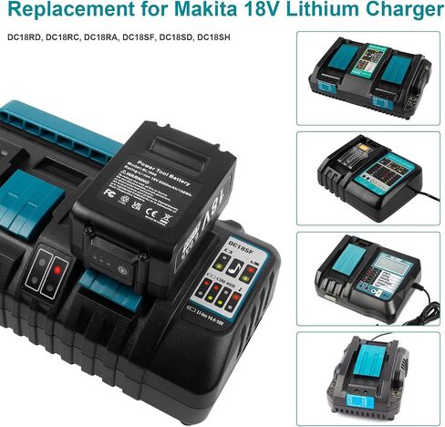 يتوهم شراء 4-ميناء 18V DC18SF شاحن سريع مع منفذ USB مزدوج متوافق مع ماكيتا 14.4V 18V LXT ليثيوم أيون BL1830 BL1840 BL1850 BL1860 BL1815 BL1430، استبدال ماكيتا DC18SF DC18RC DC18RD DC18RA in Saudi Arabia