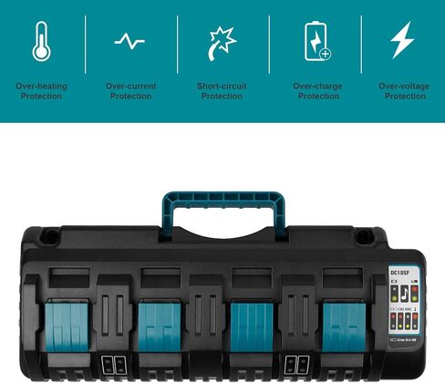 يتوهم شراء 4-ميناء 18V DC18SF شاحن سريع مع منفذ USB مزدوج متوافق مع ماكيتا 14.4V 18V LXT ليثيوم أيون BL1830 BL1840 BL1850 BL1860 BL1815 BL1430، استبدال ماكيتا DC18SF DC18RC DC18RD DC18RA in Saudi Arabia