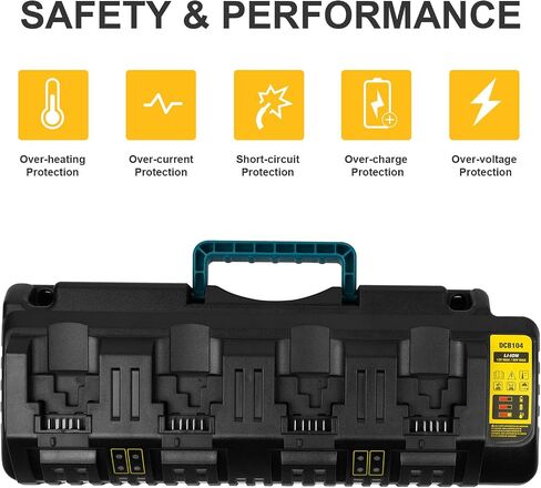 4-Port Battery Rapid Charger DCB104 for DEWALT 12V MAX, 20V MAX, and FLEXVOLT 20V/60V MAX Lithium ion Battery Charging Station (w/ 2 USB Ports) in Saudi Arabia
