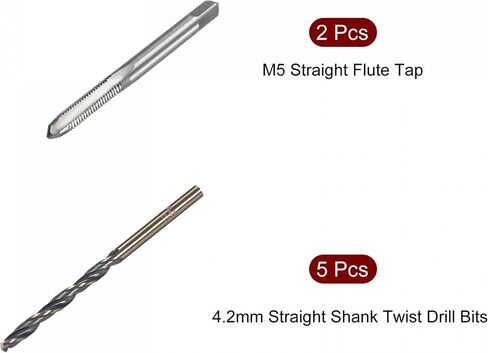 uxcell M5x 0.8mm Metric Tap and 4.2mm Straight Shank Twist Drill Bits Set High Speed Steel HSS 4341 Machine Screw Thread Tap Threading Tool in Saudi Arabia