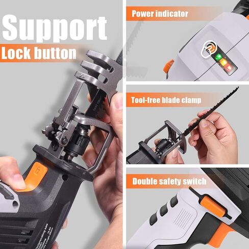 منشار ترددي لاسلكي ENGINDOT 12 فولت مع فك تثبيت، بيد واحدة، مؤشر البطارية، سرعة متغيرة بدون خطوات، بطارية ليثيوم أيون 1.5 أمبير، شاحن سريع لمدة ساعة - RES001 in Kuwait