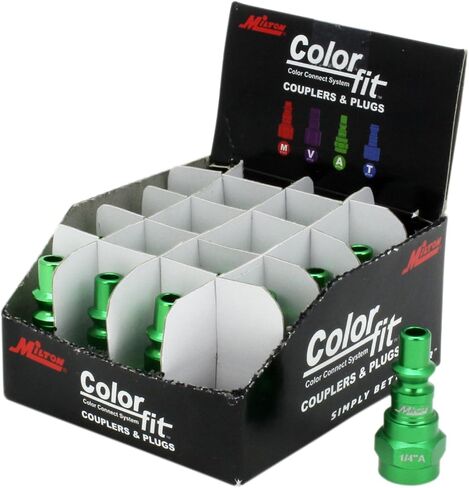 Milton 778AC-20 ColorFit Plugs, A-style Green, 1/4" NPT Female, Box of 20 in Saudi Arabia