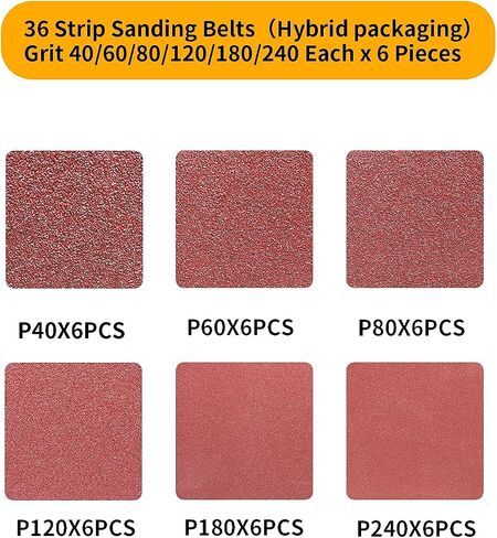 36 Pack 1/2X18 Inch Sanding Belts 40/60/80/120/180/240 Grit | Premium Aluminum Oxide,Heavy Duty Long-Lasting Belt Sander Belt,Mini Belt Sander Paper for Wood Metal Paint Sanding in Saudi Arabia