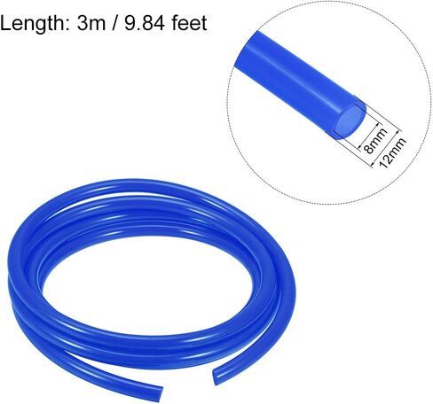 uxcell Pneumatic Air Tubing, 12mm OD x 8mm ID 3 Meter (118 Inch) Long PU Polyurethane Air Compressor Clear Tubing Hose Pipe in Saudi Arabia