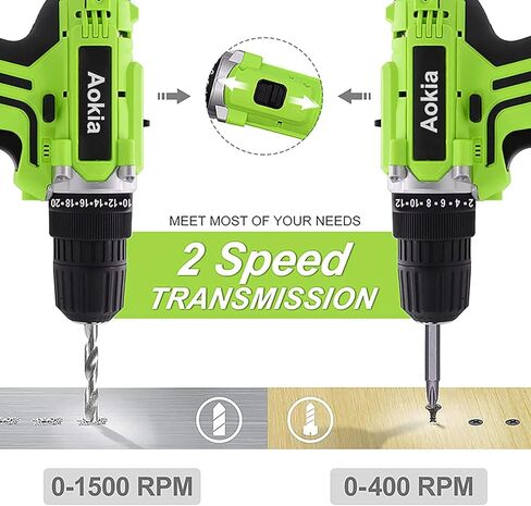مجموعة مثقاب كهربائي لاسلكي من اوكيا: مجموعة ادوات مفك كهربائي 21 فولت 3/8 انش ظرف بدون مفتاح 1500 دورة في الدقيقة سرعة متغيرة للحفر على الحائط والخشب والمعدن 43 قطعة in Kuwait