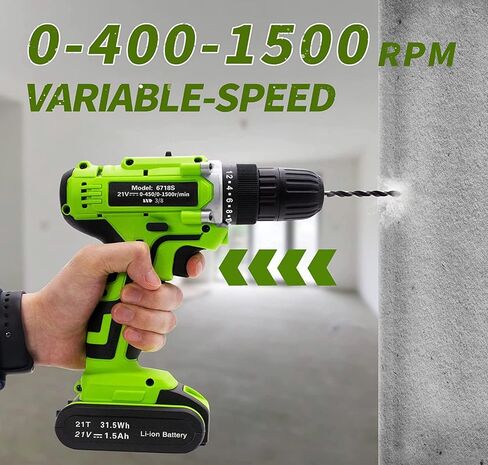 مجموعة مثقاب كهربائي لاسلكي من اوكيا: مجموعة ادوات مفك كهربائي 21 فولت 3/8 انش ظرف بدون مفتاح 1500 دورة في الدقيقة سرعة متغيرة للحفر على الحائط والخشب والمعدن 43 قطعة in Kuwait