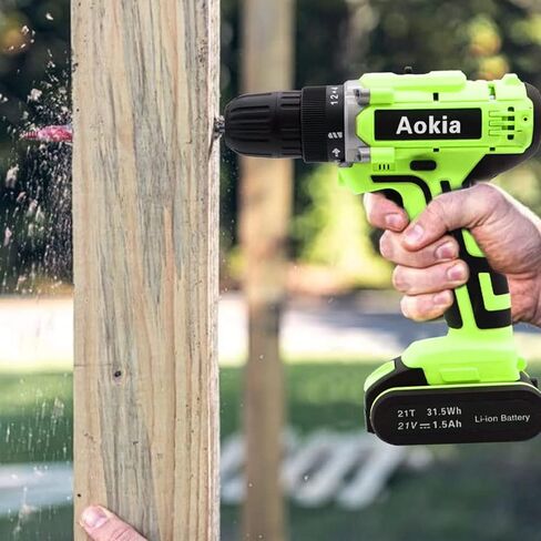 مجموعة مثقاب كهربائي لاسلكي من اوكيا: مجموعة ادوات مفك كهربائي 21 فولت 3/8 انش ظرف بدون مفتاح 1500 دورة في الدقيقة سرعة متغيرة للحفر على الحائط والخشب والمعدن 43 قطعة in Kuwait