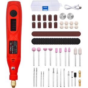 GOXAWEE Mini Cordless Rotary Tool with 105pcs Accessories, 5-Speed and USB Charging, Multi-Purpose Power Rotary Tool with 3.7V Li-ion Battery for Handmade Crafting and DIY Creations.(Red) in Kuwait