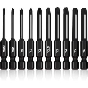 اول تولز مجموعة لقم ثلاثية الجناح (10 قطع - رؤوس مغناطيسية طويلة 2.3 انش) مقاسات رؤوس مفك البراغي ثلاثية الأجنحة التالية: Y000، Y00، Y0، Y1، Y2، Y2.5، Y3، Y4، Y5، Y6 in Kuwait