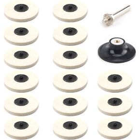 15Pcs 3 inch Wool Quick Change Discs Polishing Buffing Pads with 1Pc 1/4'' Holder for Die Grinder Surface Polishing and Buffing