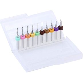 YXQ 10Pcs 0.1-1.0mm Carbide CNC Drill Bits Engraving Micro Set Tip Spiral Flute PCB Rotary Tool Jewelry Print Circuit Board (0.1-1.0mm)