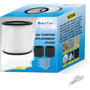 SpaceTent 1 PACK 90304 Shop Vac Filter + 2 PACK 90585 Foam Sleeve Filters + 3 PACK 90107 Paper Disc Filters، لمعظم المحلات Vac الرطبة / الجافة 5 جالون وما فوق، استبدال الأجزاء # 9030400، 9058500، 9010700 in Kuwait