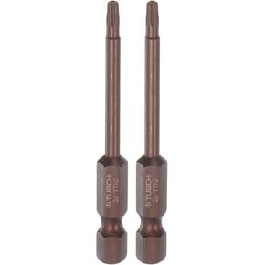 2pcs T10 Torx Bit 1/4" Hex Shank 3" Length Magnetic Security Star Screwdriver Power Tool, Red