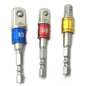 PANOVO (3Pcs) Power Hand Tools Sockets Adapter sets, Hex Square Nuts Driver Drill Impact Socket Extension Bit Adapter Socket Wrench Adapter Set 1/4" 3/8" 1/2" drive.