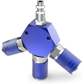 GASHER 1/4 Inch NPT Aluminum Hex Style 3-Way Air Manifold with 3 Pieces Steel Industrial Coupler and Plug, Air Compressor manifold Hose Accessories Quick Connect Fittings Air Splitter(2-Pack) in Saudi Arabia