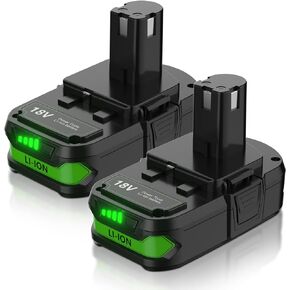 POWTREE 3800mAh 18V P108 بطارية ليثيوم بديلة لبطارية Ryobi 18V Ryobi ONE+ P107 P102 P103 P104 P105 P106 P109 P122 أدوات كهربائية لاسلكية 2 حزم in Kuwait