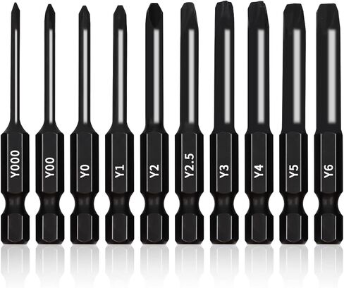 اول تولز مجموعة لقم ثلاثية الجناح (10 قطع - رؤوس مغناطيسية طويلة 2.3 انش) مقاسات رؤوس مفك البراغي ثلاثية الأجنحة التالية: Y000، Y00، Y0، Y1، Y2، Y2.5، Y3، Y4، Y5، Y6 in Kuwait