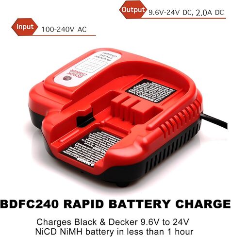 Lilocaja BDFC240 9.6V-24V Multi-Volt Battery Charger, Compatible with Black and Decker 9.6V 12V 14.4V 18V 24V NiCad & NiMh Battery(NOT FIT Lithium Battery) in Kuwait