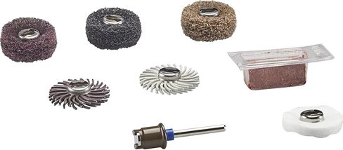 طقم الملحقات الدوارة للصنفرة والتلميع EZ Lock EZ726-01 من Dremel، مجموعة متنوعة مكونة من 8 قطع - مثالية للصنفرة الخفيفة أو تنظيف التفاصيل أو مواد التلميع in Saudi Arabia