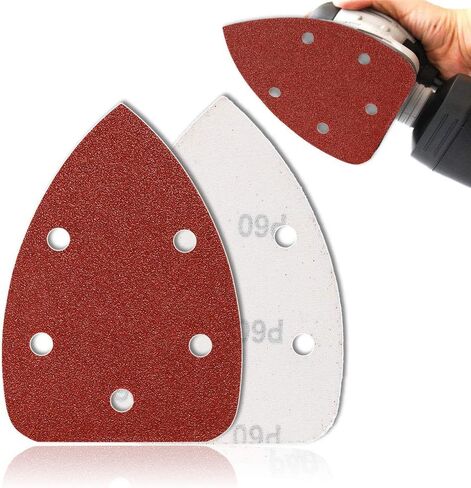 HIFROM 65pcs 140mm Hook and Loop Mouse Sandpaper, 5 Hole 400 Grits Assorted Sand Paper- Aluminum Oxide Hook & Loop Random Orbital Sander Sandpaper in Saudi Arabia