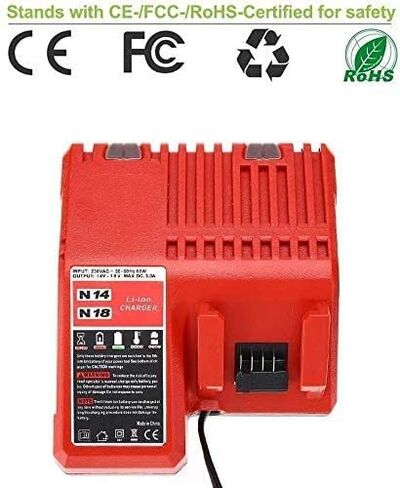 maki Lithium-ion Battery Charger Multi Voltage Charger Replacement for Milwaukee M18 14.4V-18V 48-11-1850 48-11-1840 48-11-1815 48-11-1828 in Saudi Arabia