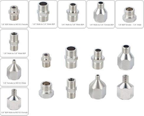 Airbrush Adapter Set, 8Pcs 1/8" 1/4" M5 Quick Release Conversion Kit in Kuwait
