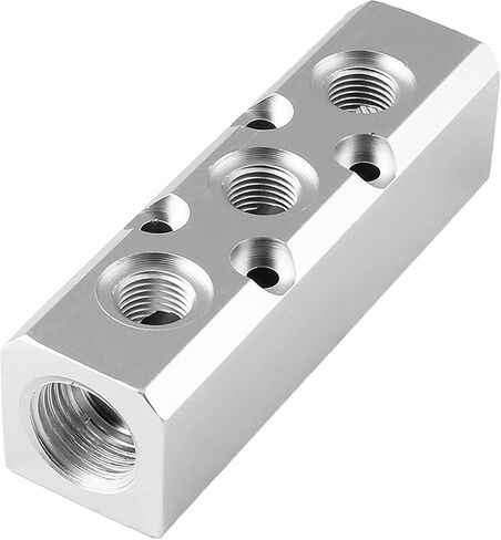 3 Way Pneumatic Manifold Air Distribution Block, Compressed Air Manifold Pneumatic Block, Air Coupler Fast Connector, Silver in Saudi Arabia
