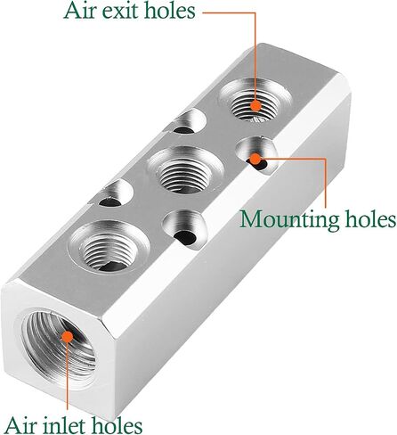 3 Way Pneumatic Manifold Air Distribution Block, Compressed Air Manifold Pneumatic Block, Air Coupler Fast Connector, Silver in Saudi Arabia
