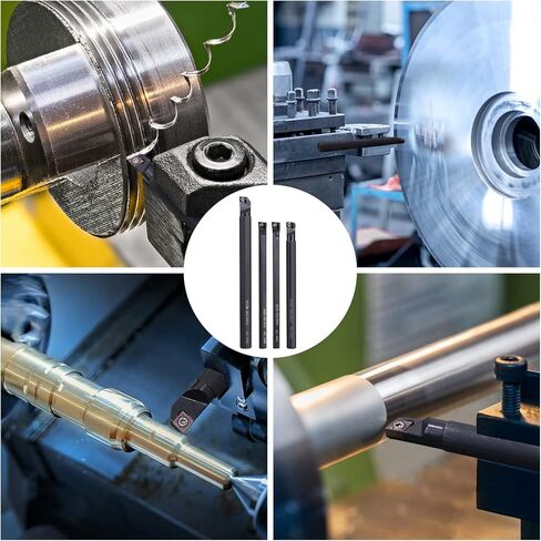 VerLich Metal Lathe Tools Boring Bar, Turning Tools Holder Set with 10pcs CCMT09T304 Carbide Inserts 4Pcs Wrenches (S12M SCLCR09/SCLCR1212H09/SCLCL1212H09/SCMCN1212H09) in Kuwait