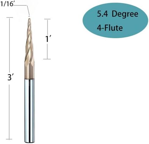 DashHound BRB462 نقش كروي مدبب 2D&3D مطحنة نهاية كربيد صلبة CNC راوتر بت قطع لولبية 6.2 درجة ZRN مطلية، 1/32 بوصة CD × 1 بوصة CL × 1/4 بوصة SD × 3 بوصة OL in Kuwait