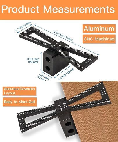 Dovetail Jig & Wheel Marking Gauge Set-Precision Woodworking Tools with Micro-Adjustment, Includes 2 Cutters + Pencil & Anodized Aluminum Jig for Dovetail Join Carpentry & DIY in Saudi Arabia