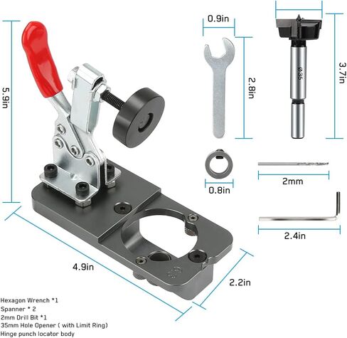KKUYT 35 مم مفصلات مخفية، مفصلات قفل دقيقة، ثقب دليل الثقب، أداة النجارة لتركيب مفصلات خزائن الأبواب in Kuwait