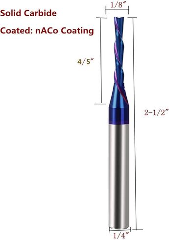 Spiral Router Bits with Down Cut 1/8 inch Cutting, 1/4 inch Shank CNC Bits Solid Carbide End Mill for Wood Cut, 2D & 3D Carving Size : 1/8''x4/5''x1/4''x2 1/2 XUANFENG SF266, Blue in Kuwait