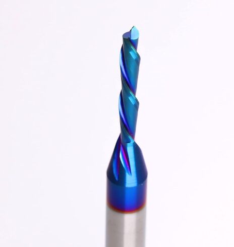 Spiral Router Bits with Down Cut 1/8 inch Cutting, 1/4 inch Shank CNC Bits Solid Carbide End Mill for Wood Cut, 2D & 3D Carving Size : 1/8''x4/5''x1/4''x2 1/2 XUANFENG SF266, Blue in Kuwait