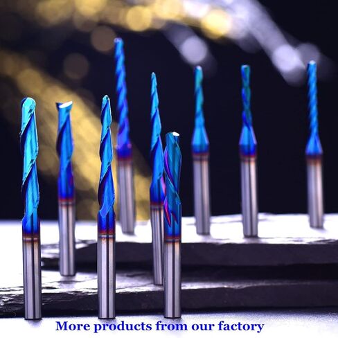 Spiral Router Bits with Down Cut 1/8 inch Cutting, 1/4 inch Shank CNC Bits Solid Carbide End Mill for Wood Cut, 2D & 3D Carving Size : 1/8''x4/5''x1/4''x2 1/2 XUANFENG SF266, Blue in Kuwait