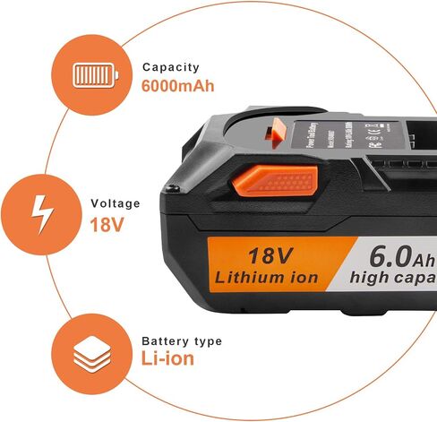 ARyee 18V 6000mAh Battery Replacement Compatible with RIDGID 18V Drill R840087 R840083 R840086 R840085 R840084 AC840085 AC840086 AC840087P AC840089 Tools Lithium Ion Battery in Saudi Arabia