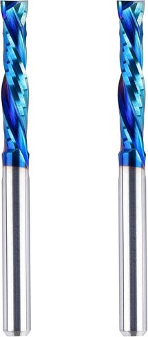 BITITZ 2 قطعة 1/8 بوصة ضغط (أعلى وأسفل) راوتر بت 3/4 بوصة طول القطع كربيد CNC بت مع مطلي لنقش الخشب in Kuwait