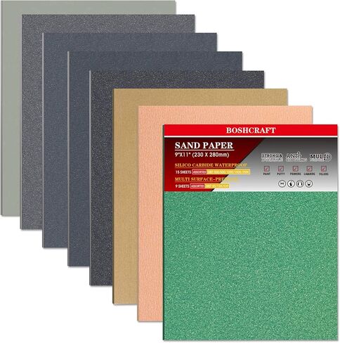 Mojucraft 24 Pcs Sandpaper, Wet & Dry Sandpaper Assortment 60/120/320/600/800/1000/1500/2500 Grit Sand Paper for Wood Metal Automotive Drywall Plastic 9 × 11 inch Sandpaper Sheets in Saudi Arabia